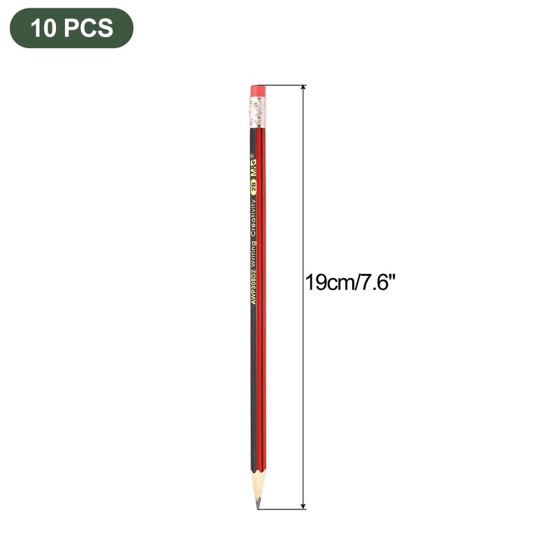 M&G Wooden Hexagonal Pencils, 10 Pcs 2B Pencils Graphite Round