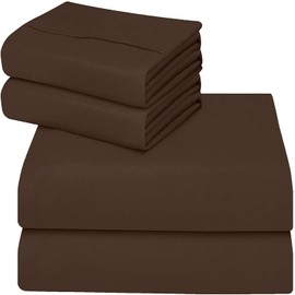 ComfyWell Fitted Sheets Super King Size - Deep Pocket 14 inch (35 cm) - Soft Brushed Microfibre Fabric Brown Bedding - Shrinkage and Fade Resistant. (Super King (180x200cm), Brown)
