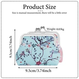 FuninCrea Pack of 2 Mini Purse Bags for Women, Coin Purses Faux Leather Change Purse with Kiss Lock, Small Bag Floral Pattern Coin Bag, Mini Bag for Cash, Coin, Keys, multicoloured, Style 2