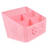 GRIRIW 5 Compartment Plastic Storage Box Decorative Rattan-Like Basket Stackable