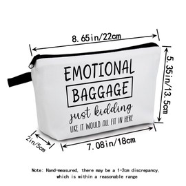 MoCaliduccious Funny Gifts for Women Sister Teen Travel Makeup Bag Emotional Baggage Cosmetic Bag with Zipper (White)