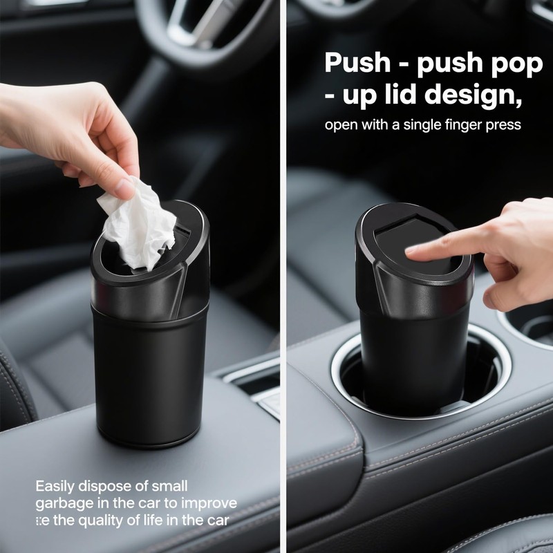 Zpana Car Trash Can with Lid, Leakproof Multifunctional Vehicle Cup
