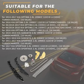 Noptul Kit de cadena de distribucin del motor, adecuado para Kia Sorento Optima Sportage G4KJ 2.0L2.4L, juego de piezas de repuesto para cadenas de...