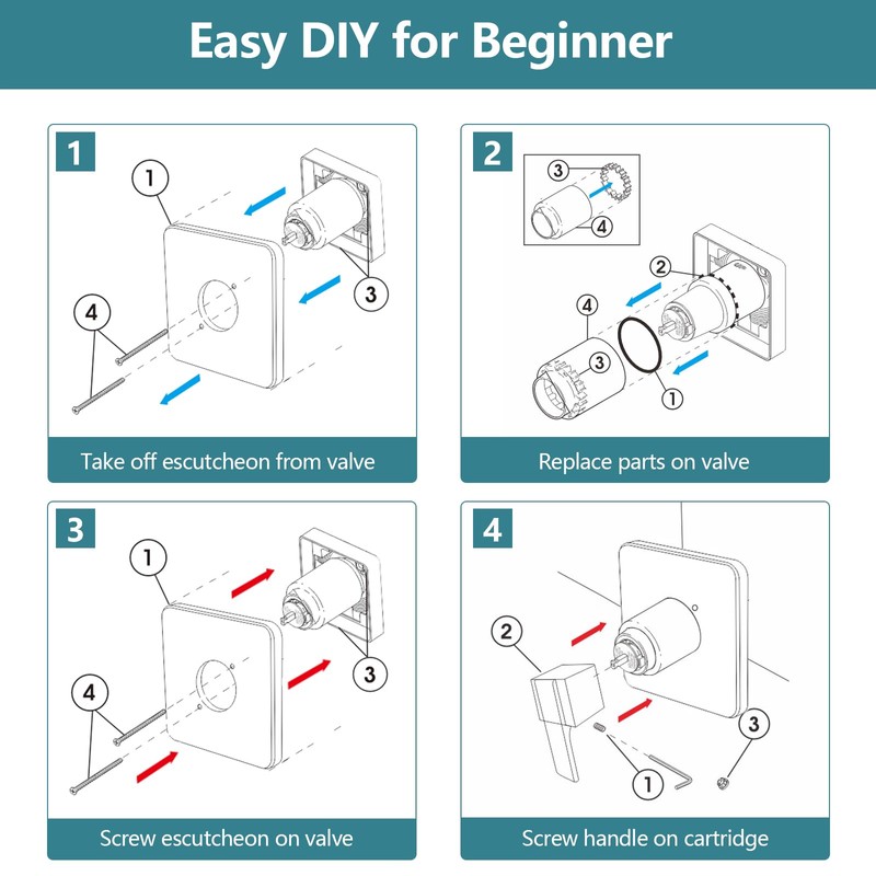Replacement for Delta 13/14 Series Square Shower Trim Kit, Shower