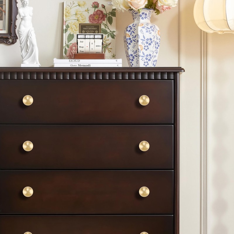 RZDEAL 1 Inch Gold Ball Cabinet Knobs Solid Brass Kitchen