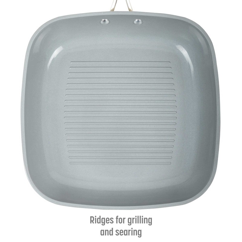 Goodful Ceramic Nonstick 11 Inch Grill Pan, Dishwasher Safe Pots
