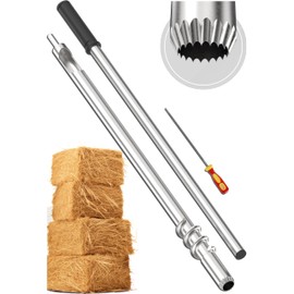 SturdyShape Hay Probe Bale Sampler For Drill 27 Inch New Spiral Design With Serrated Tip Comes with Dowel and Metal File for Resharpening - Durable Stainless Steel (2025)