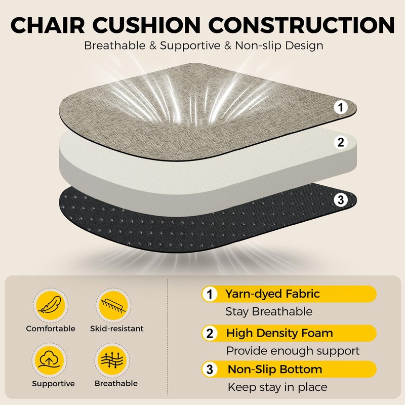 downluxe Indoor Chair Cushions for Dining Chairs, Soft and Comfortable