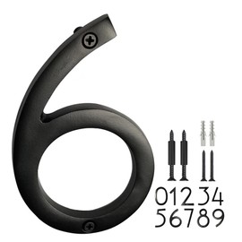 NACH Shadow Floating House Numbers for Outside, Black House Numbers, Metal Address Numbers for House, Metal Mailbox Numbers, Modern House Numbers for Outside, 6 inch House Numbers, #6, HH-SDW6-BLK-6