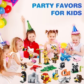 HOGOKIDS 20 Pack Valentines Party Favors for Kids - Animals Building Blocks Toy Set for Kids Valentines Day Classroom Prizes Goodie Bags Stocking Stuffer Birthday Gifts for Boys Girls Ages 6-12