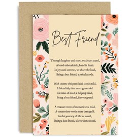 Old English Co. Birthday Card for Best Friend - Birthday Card for Best Friend - Friendship Poem - Floral Traditional Card - Thinking of You Card for Friend - Contemporary | Blank Inside with Envelope