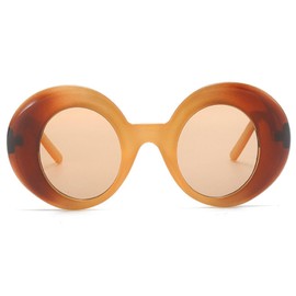 Vintage Oversized Round Blue Gradient Sunglasses For Women Fashion Large Cat Eye Sun Glasses Female Y2K Oval Eyewear (brown)