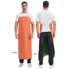Nanxson Men's Women's Waterproof Apron Thickened PVC Work Apron Meat Apron Butcher Apron, orange