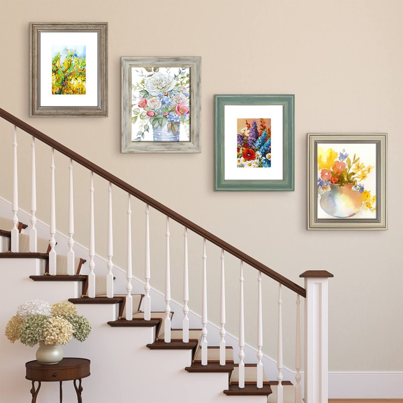 LUCKYLIFE 8x10 Picture Frame Set of 4, Rustic Farmhouse Picture