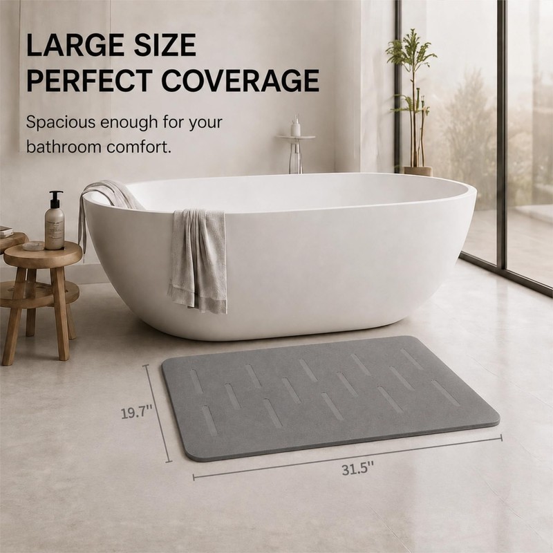 31.5"x19.7" Stone Bath Mat for Bathroom, Large Diatomite Bathmat