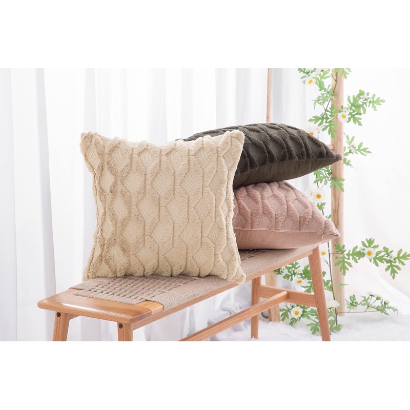 Madizz Set of 2 Soft Plush Short Wool Velvet Decorative