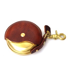 Cramp Portable Ashtray, Butt Holder, Leather, Brass, Stylish, Men's Key Holder, Leather Multi Case, Present, Clamp, Brown