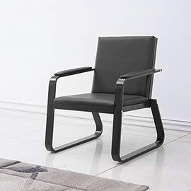 WONLINE Black PU Leather Office Reception Chair Waiting Room Visitor Guest Sofa Seat