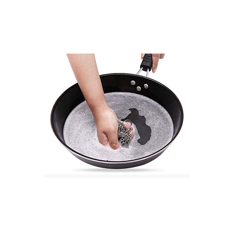316 Stainless Steel Chainmail Scrubber for Cast Iron Pans, Skillets,