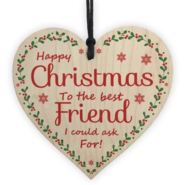 RED OCEAN Christmas Wooden Heart Gift For Friend Tree Bauble Decorations