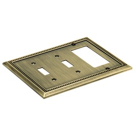 Henne Bery Sunken Pearls Heavy Duty Decorative Wall Plate Switch Plate Outlet Cover (Double Toggle/Single Decorator, Antique Brass)