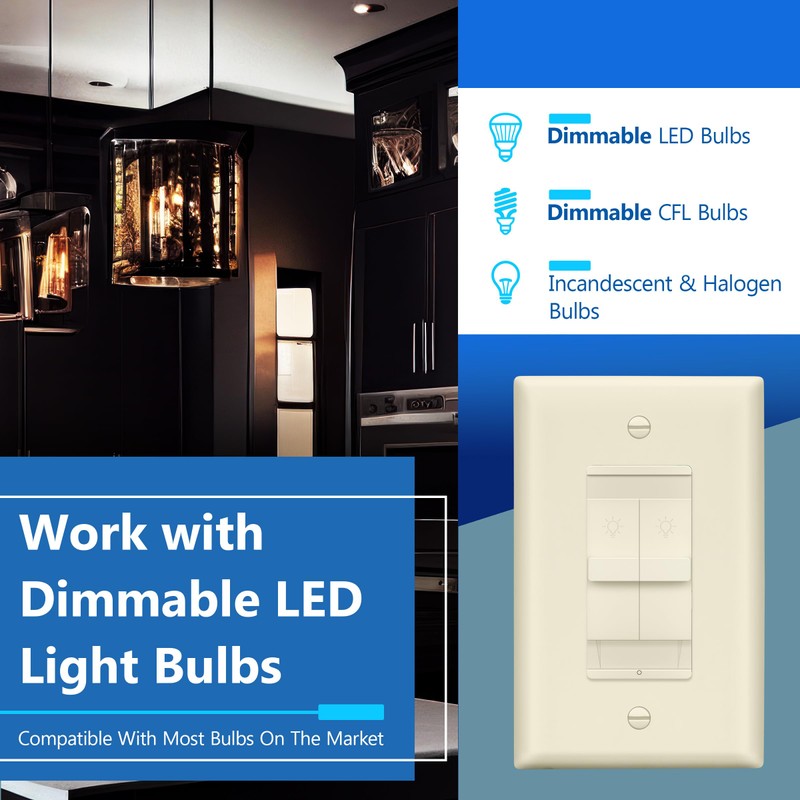 LIDER Combination Dual Dimmer Light Switch Control, 2 Sliding Light