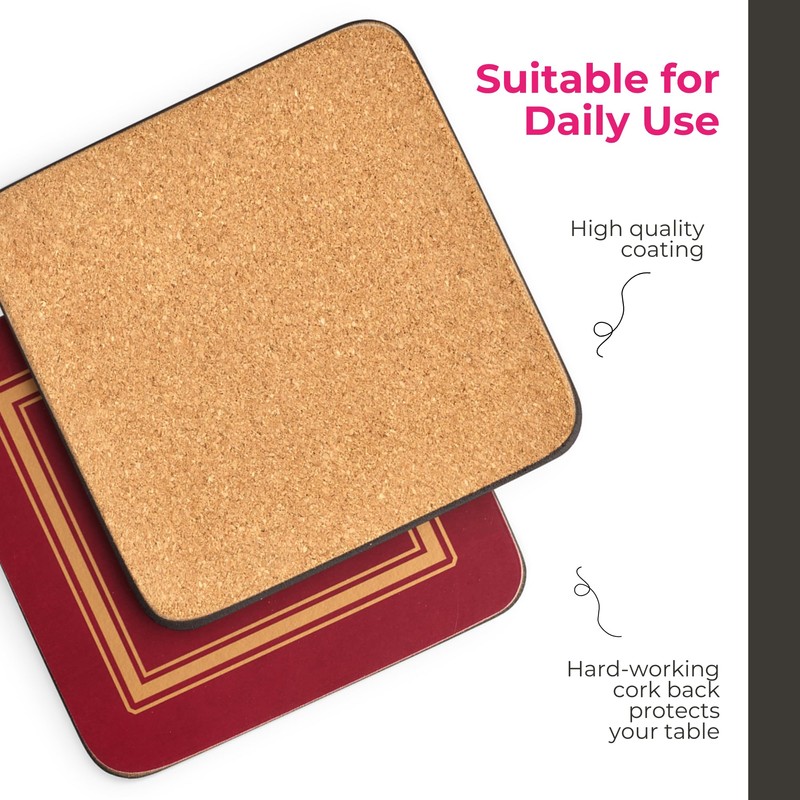 Pimpernel Classic Series Cork-Backed Coasters, Set of 4 – 4"