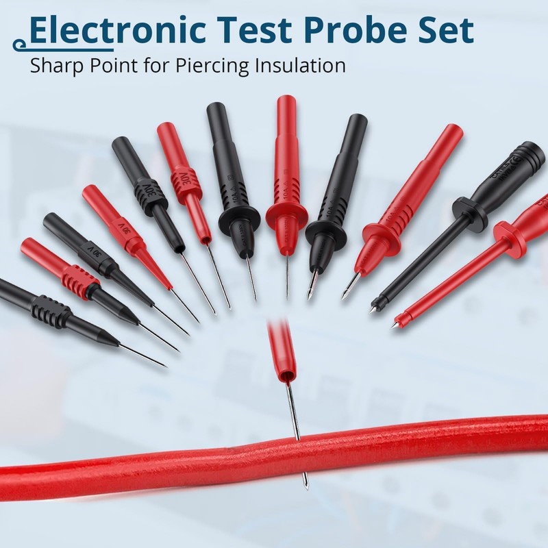 ALLmeter 27PCS Multimeter Leads Set with Replaceable Wire Piercing Probes,Crocodile