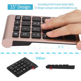 Yoidesu 22 Keys Number Pad, USB C Mini Numeric Keypad for Laptop with USB Reciever, Portable Numpad Financial Accounting for Laptop, Notebook, Desktop (Rose