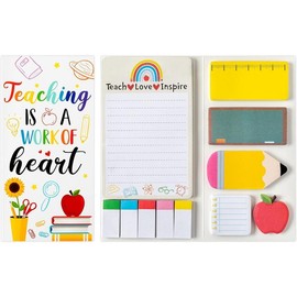 Teaching is A Work of Heart Sticky Notes Set Blackboard Self-Stick Note Pads Teacher Appreciation Gift Writing Memo Pads School Office Supplies - Color: 2pack-teacher(white)