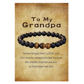Grandpa Bracelet To My Grandpa Elastic Rope Bracelet for Men Gifts for Grandpa Birthday Gifts Christmas Gifts Father's Day Gifts from Grandson Granddaughter