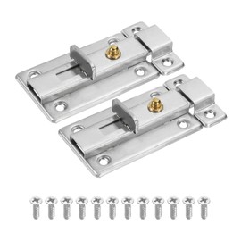 MECCANIXITY Door Bolt Latch 3 x 1.65 Inch Spring Surface Mounted Slide Bolt Sliding Lock Barrel Bolt Stainless Steel Latches for Furniture Cabinet Door Fence Gate, Pack of 2