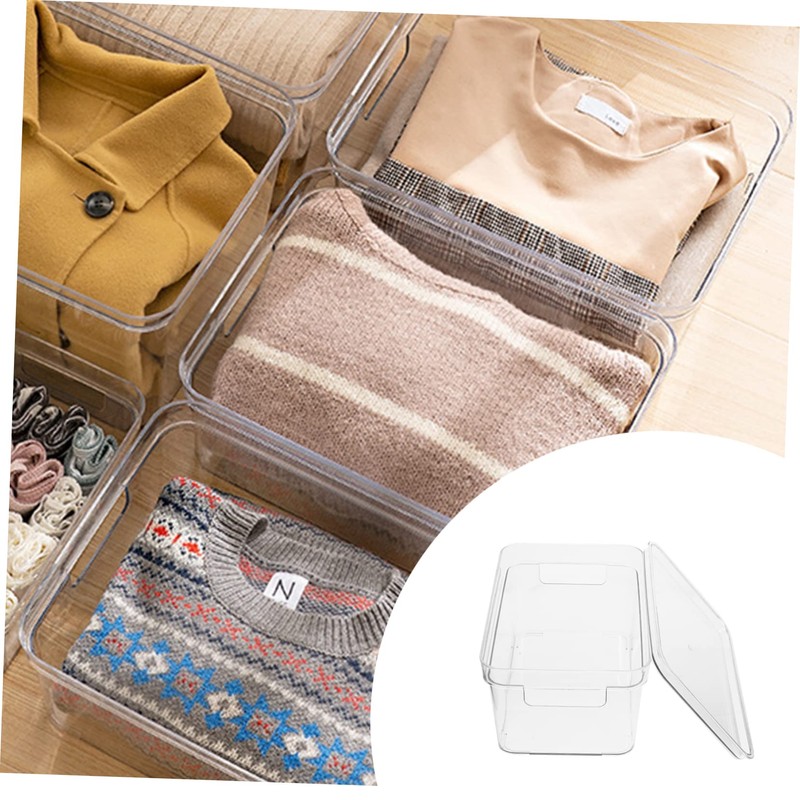 CAXUSD Transparent Desktop Storage Box Multi-function Sundries Organizer Stackable Container