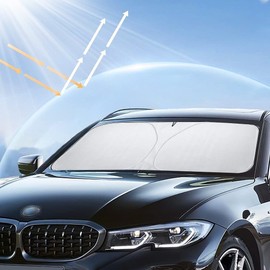 Car Sun Protection Front Windscreen Interior 136 x 65 cm, Sun Protection for Windscreen, Car Sun Protection for Windscreen Sun Protection Blocked UV Cover, Foldable, Car Sun Protection for SUV, Truck,