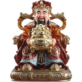 Chinese God of Wealth Statue - Wealth Fortune Figurine, Resin,Auspicious Prosperity Decor for Home and Business, Lucky Wealth Attractor - Model: CS0801