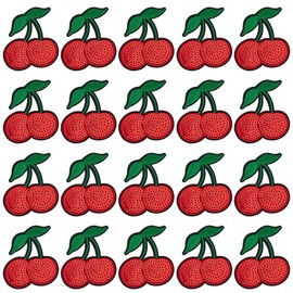 INFUNLY 20PCS Sequin Patches Cherry Sequins Iron on Transfer Patches Bling Cherries Sew On Patches for Clothes Colorful Sequin Fabric Patches Embroidered Patches DIY Cherry Sewing Apparel Accessories