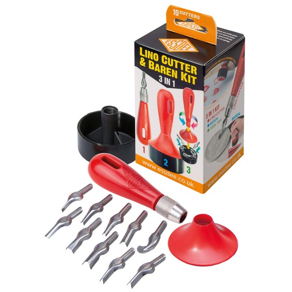 Essdee Lino Cutter and Baren Kit (10 Cutters Styles 1