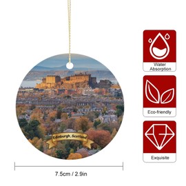 Edinburgh Scotland Christmas Ornament Porcelain Double-Sided Ceramic Ornament,2.9 Inches