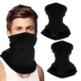Yuanchu Pack of 2 Multifunctional Scarf, Elastic Tube Scarf, Sports Neckerchief, Neck Warmer, UV Protection, Breathable, Sun and Windproof for Men and Women, Skiing, Fishing, Hiking, Cycling, black