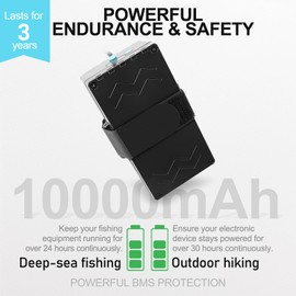 Fish Finder Battery&Charger Kit,12V 10000mAh Long-Lasting Power,Compact & Portable for Kayak Battery,Compatible with GPS,Fish Finders,and Most 12V Electronics