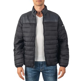 Alpine Swiss Niko Men’s Puffer Jacket | Insulated Lightweight Down Alternative Coat | Packable, Water Resistant & Warm BLK GRY 1XL