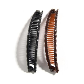 2 Pcs Vintage Clincher Hair Combs - One Black, One Brown - Thick Curly & Long Hair Accessories with Grip Slide Clips