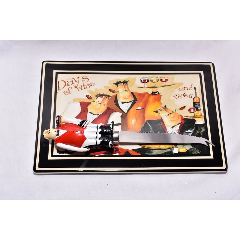 NEW 2pc CERAMIC WAITER SERVERS DAY'S OF WINE AND ROSES