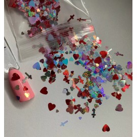 Unbranded Valentines Hearts, Cross Nail Glitter | 1 TSP | Gel Nail Art & Acrylic
