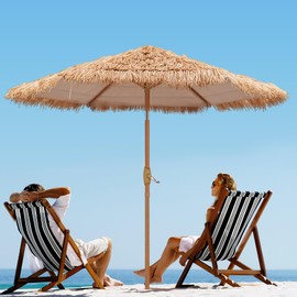 GDY 7.5 ft Thatched Hula Tiki Beach Umbrella Hawaiian Style, UV Protect Thatch Umbrella with Tilt Design, Patio, Pool, Garden, Outdoor