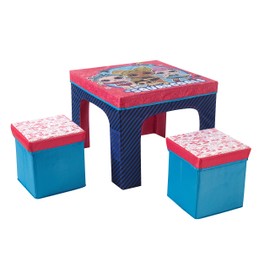 LOL Surprise 3 Piece Collapsible Table and Chair Set with Storage Table and 2 Ottomans