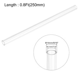 sourcing map Rigid Round Clear Tubing 11mm(7/16") ID x 14mm(9/16") OD x 0.8Ft(250mm) Length Plastic Tube