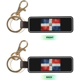 Llavero de la bandera de la República Dominicana para hombres y mujeres, llavero de cuero, accesorio de regalo