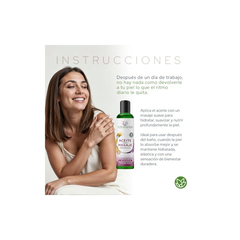 Naturalness Aceite para Masaje Corporal Hidratante con Manzanilla, Hamamelis y