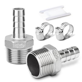 ERGAOBOY Pack of 2 Hose Fittings, 8 mm Barb to 1 BSP Male Thread BSP Fittings, 304 Stainless Steel Compression Fittings for Water, Industrial